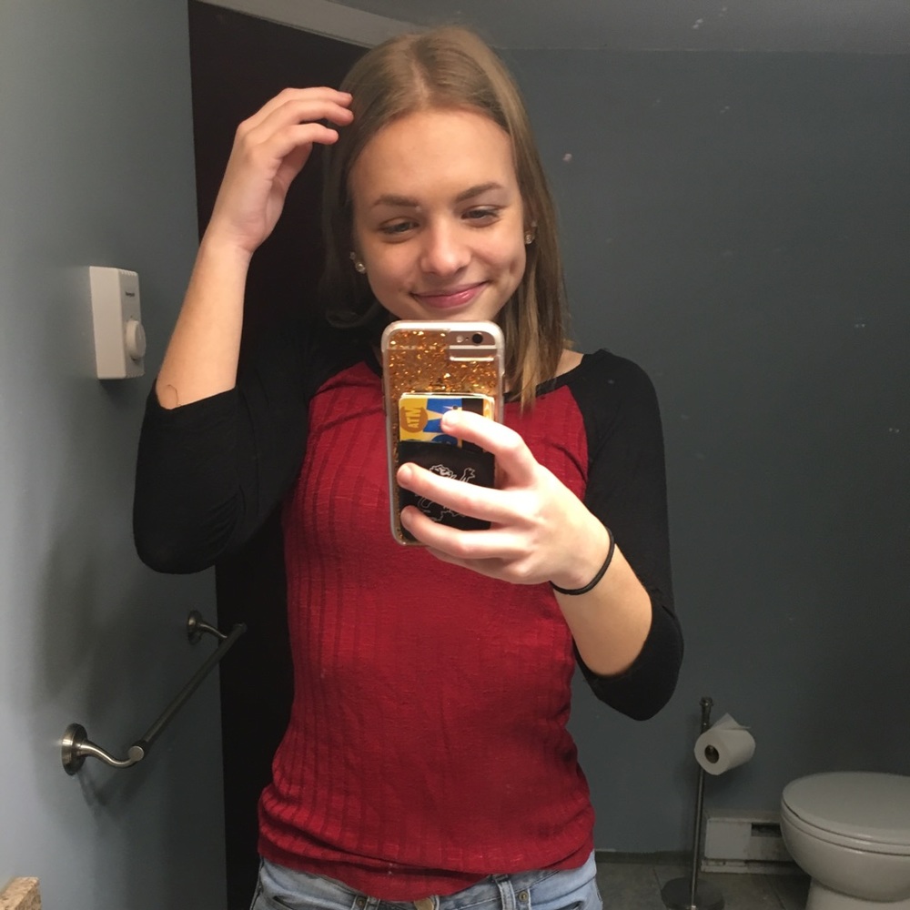 Maroon & Black Baseball Tee